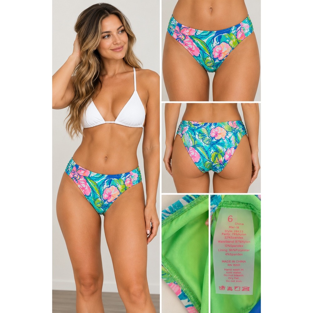 Lilly Pulitzer Floral Ruched Bikini Bottoms Multi Color Style 28633 Size 6